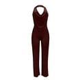 thumbnail image 3 of Idoravan Womens Rompers and Jumpsuits Long Pant Women'S Solid Color High-Waisted Sleeveless Off-The-Shoulder Sequin Slim Long Sequin Romper, 3 of 5