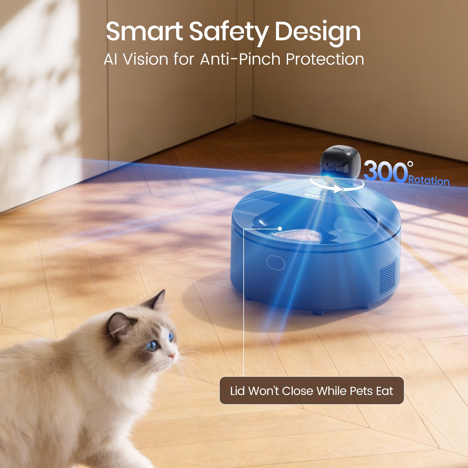 Smart Wet Food Feeder with Camera, Invengo Dual Semiconductor Cooling & Heating with 5 Stainless Steel Trays, Dual-band Wi-Fi APP Control, 5 Fresh Meals Pet Food Dispenser, Black