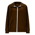 thumbnail image 6 of Htigea Womens Sweatshirt Coats Full Zip Up Hoodies Thin Fleece Long Sleeve Hooded Pullover Casual Loose Fit Tops with Pockets Brown M, 6 of 9