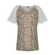 thumbnail image 4 of Mujeres Tops Casual verano encaje manga corta Split cuello túnica impresa camisetas camisetas Tops OAVQHLG3B Store lin121212, 4 of 5