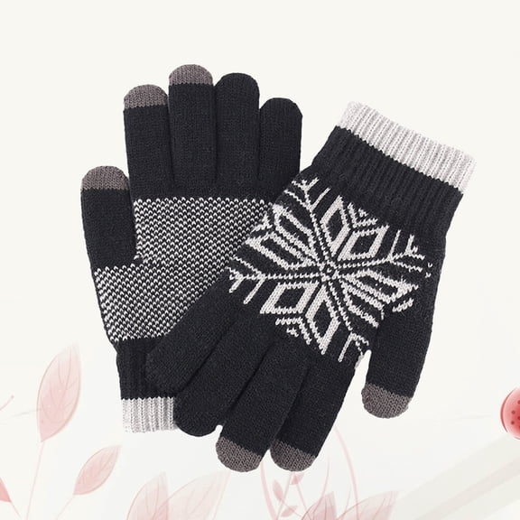 Milisten Winter Simple Warm Knitted Gloves with Touch Screen and Anti Slip Features Black