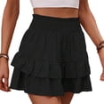 thumbnail image 2 of Women'S High Waist Ruffle Mini Skirt Tiered Short Skirt with Shorts Underneath, 2 of 7