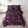 thumbnail image 2 of Erosebridal Pink and Black Comforter Set With Sheets7 piece Heart Love Bedding Set King Size Geometric Bed in a Bag Modern Bed Set with Comforter,Sheets,Pillowcases, 2 of 5