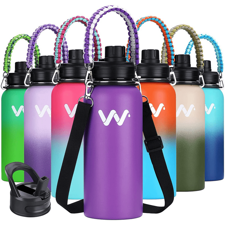 Wide Mouth Stainless Steel Reusable Water Bottle with Straw Cap