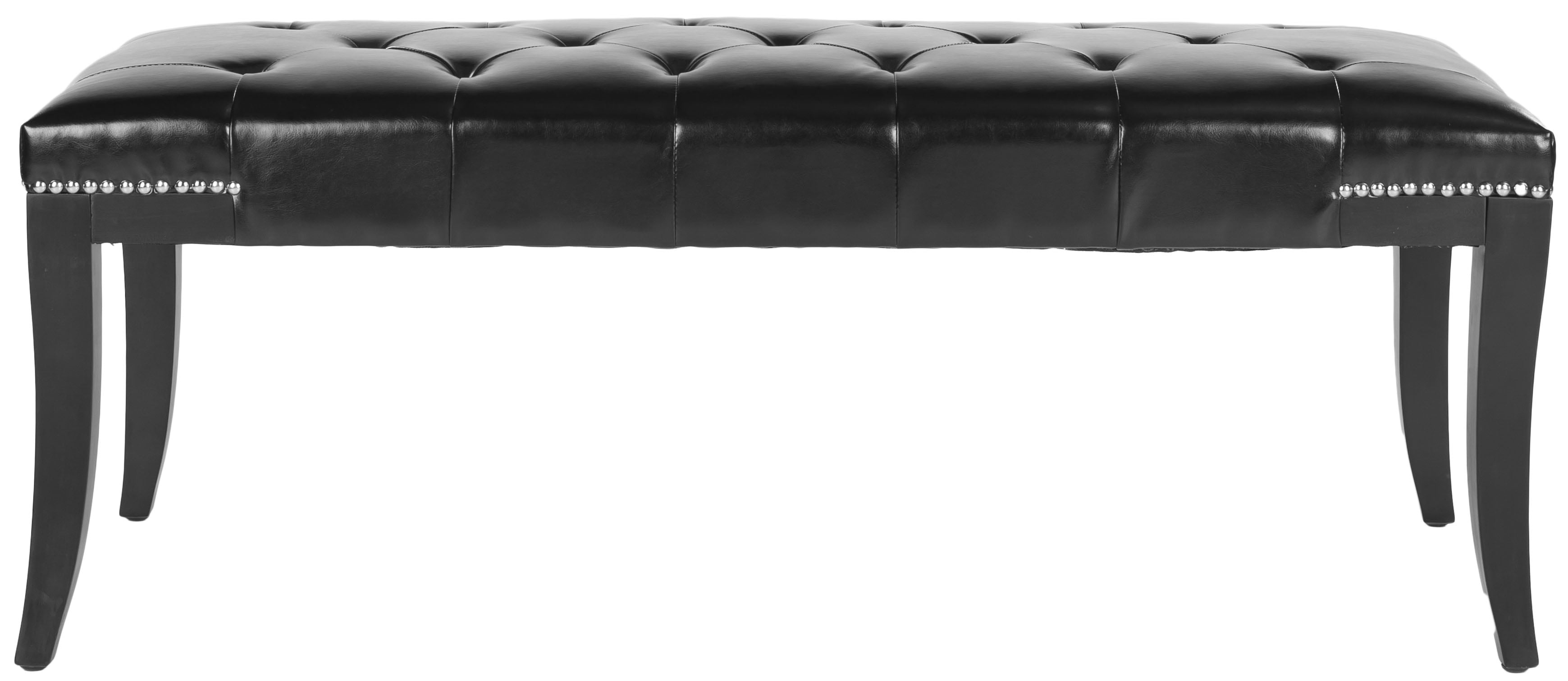 SAFAVIEH Gibbons Classic Glam Upholstered Bench w/ Nail Heads, Black