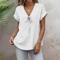 thumbnail image 5 of Lmueinov Tie Front Blouse for Women V-Neck Short Sleeve Relaxed Fit Casual Summer Shirt Soft Stretch Breathable Top, 5 of 6