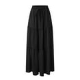 thumbnail image 4 of JIKNTTR Womens Comfy Stretch Denim Skirt Loose Long High Elastic Waist With Pockets And Belt Maxi Skirt Pleated Skirt Beach Casual Skirt Elastic Waist Classic Midi Skirt, 4 of 5