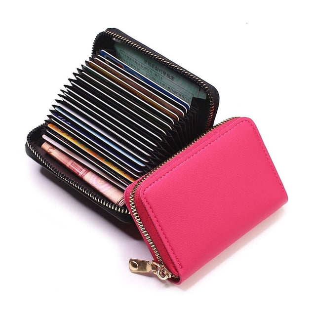 Monedero para tarjetas, monedero para mujer, pequeño y de gran capacidad, tarjetero multitarjeta, ultrafino, sencillo, de color liso, para hombre