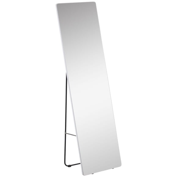 63"x18" Full Length Mirror, Floor Standing, Wall-Mounted or Leaning Against Wall Tall Mirror w/Support Frame, Rectangular Full Body Mirror for Bedroom, Living Room, Silver