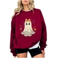 thumbnail image 1 of Chandail en Molleton Imprimé Fantôme pour Femmes Chandail Léger et Chaud Blouses Col Rond Manches Longues Ultra Doux Texturé Tenues de Printemps 2025 Chandail Automne Hiver Vêtements, 1 of 4