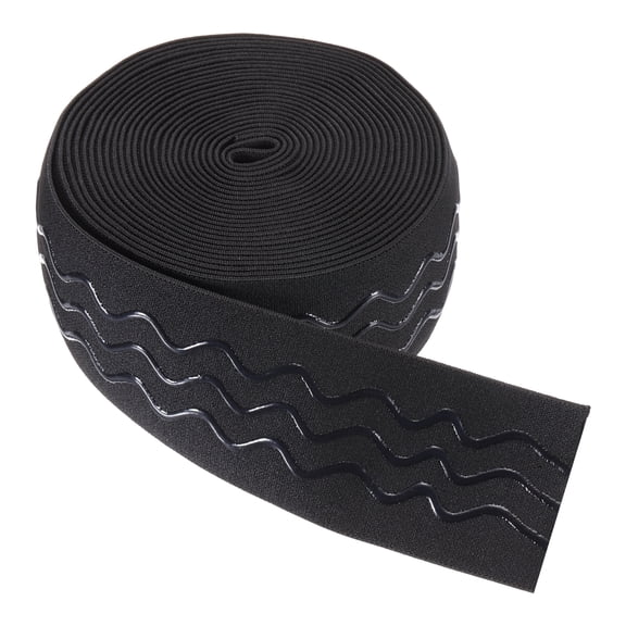 Non-Slip Elastic Band,2 Inch x 6 Yards Black Polyester Silicone Stretch Band