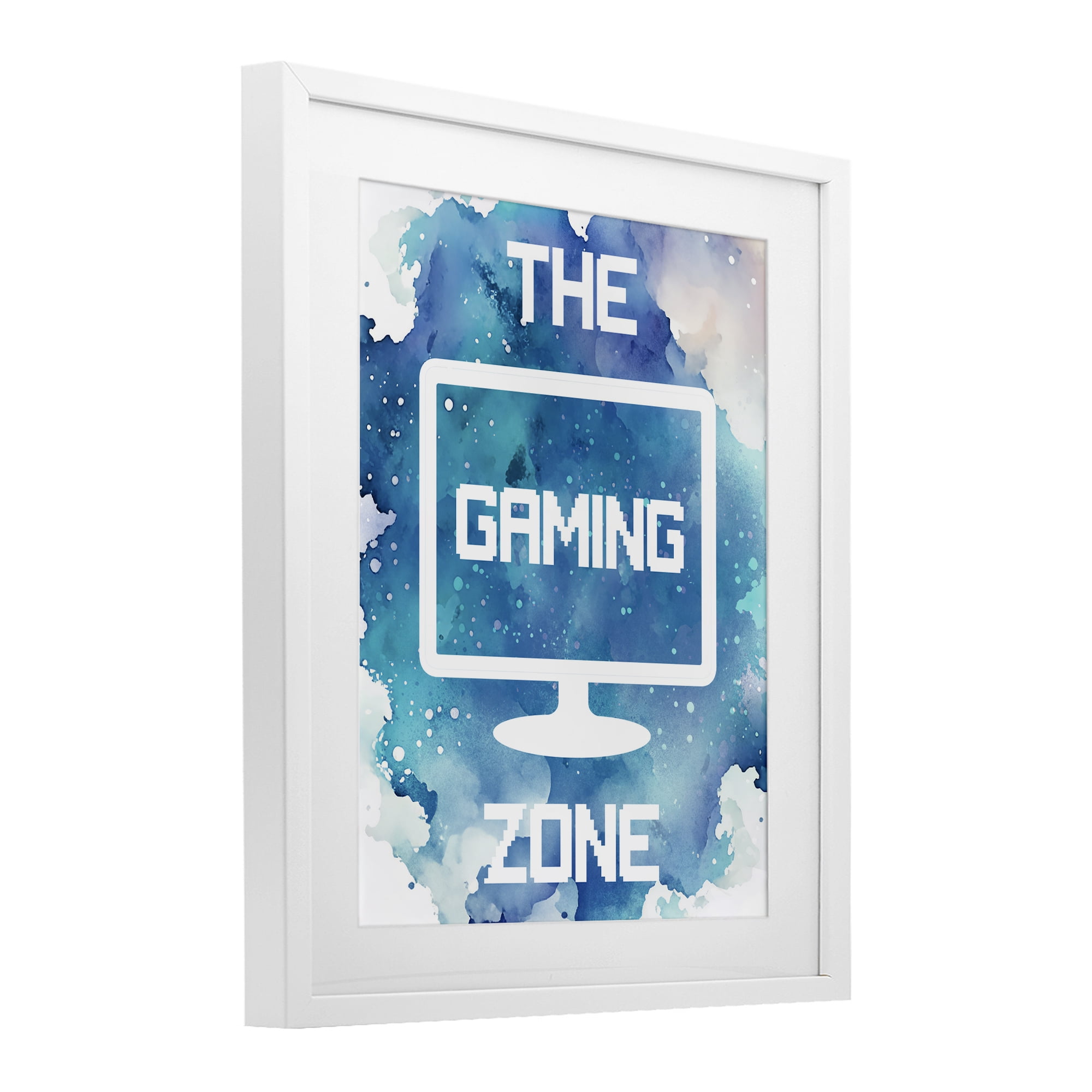 Gaming Zone Moniter White Framed Print Under Glass, design by Marcus Prime