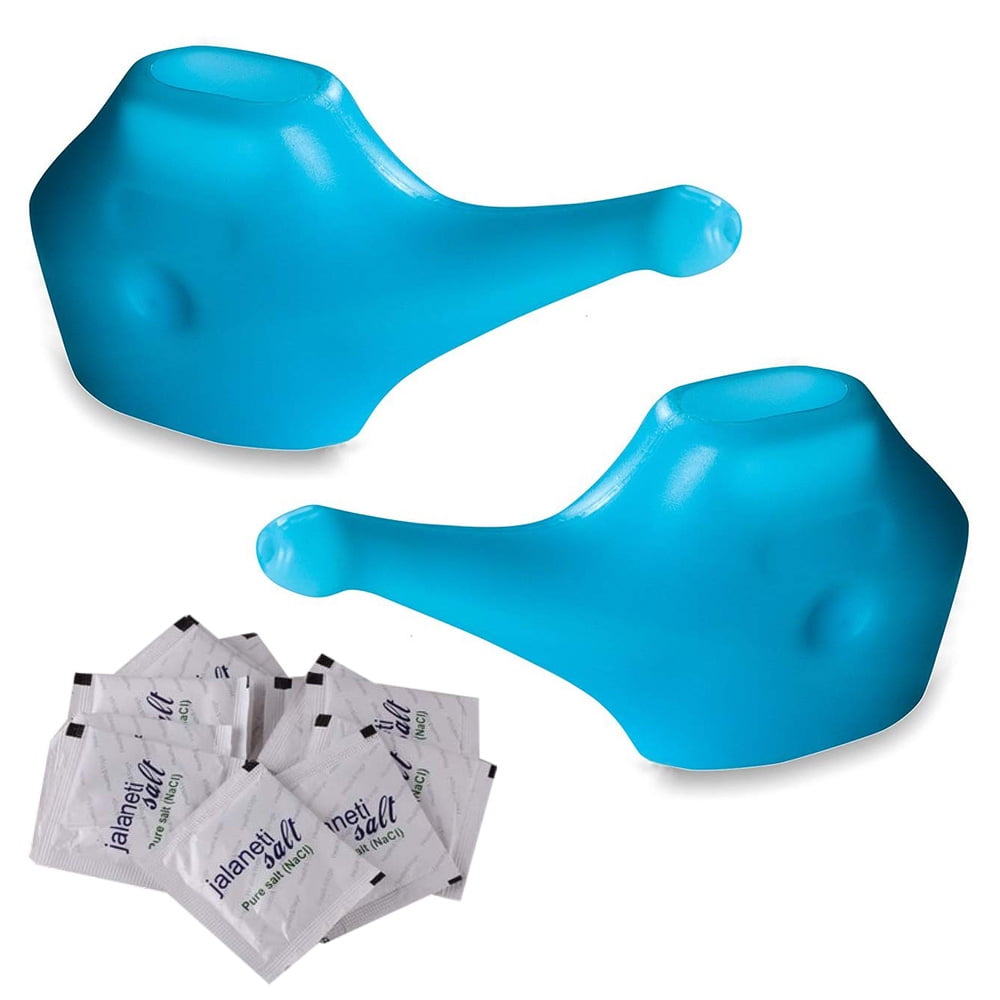 SoulGenie QwikFlo Travel Neti Pot Nasal Irrigator (2 Piece (Blue) and