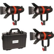 Boltzen 55W Focusable LED Fresnel 3-Light Kit, Includes 3x Soft Filters, 3x Milky-White Filters, 3x Orange Filters
