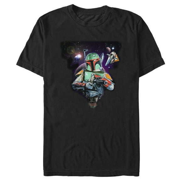 Men's Star Wars: The Mandalorian Boba Fett in Space Graphic Tee Black Small