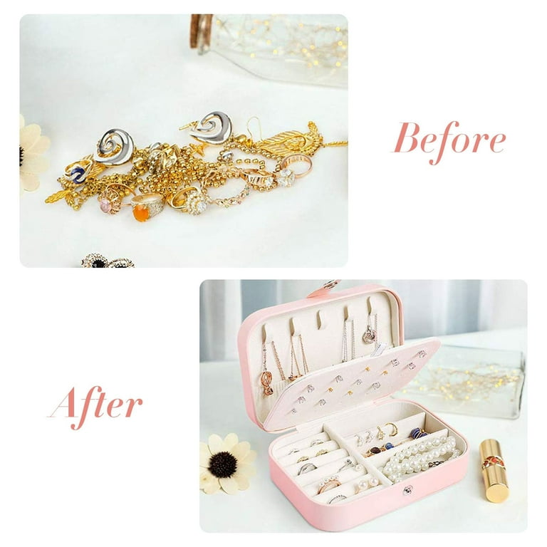 1pc Double-layer Jewelry Box Necklace Earrings Rings Storage Case