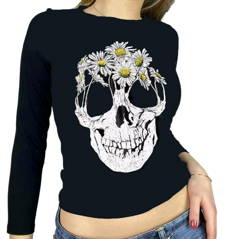 💀 White Skeleton Cropped Top Y2K