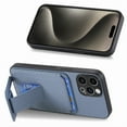 thumbnail image 3 of Magnetic Carbon Fiber Case for iPhone 14 Pro Max with Holder Kickstand, Fiber Texture Wallet Phone Case with Card Holder Durable Military Grade Protection Cover for iPhone 14 Pro Max, Blue, 3 of 10