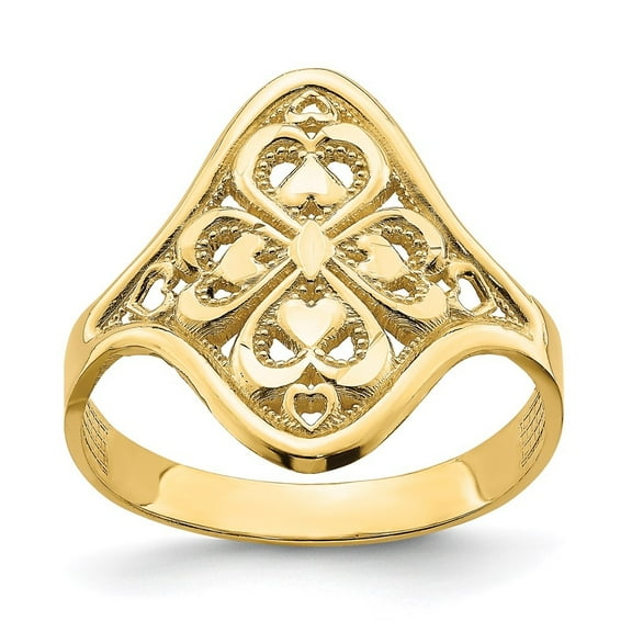 Auriga Fine Jewelry 14K Yellow Gold Diamond-cut Filigree Ring for Women Size 6