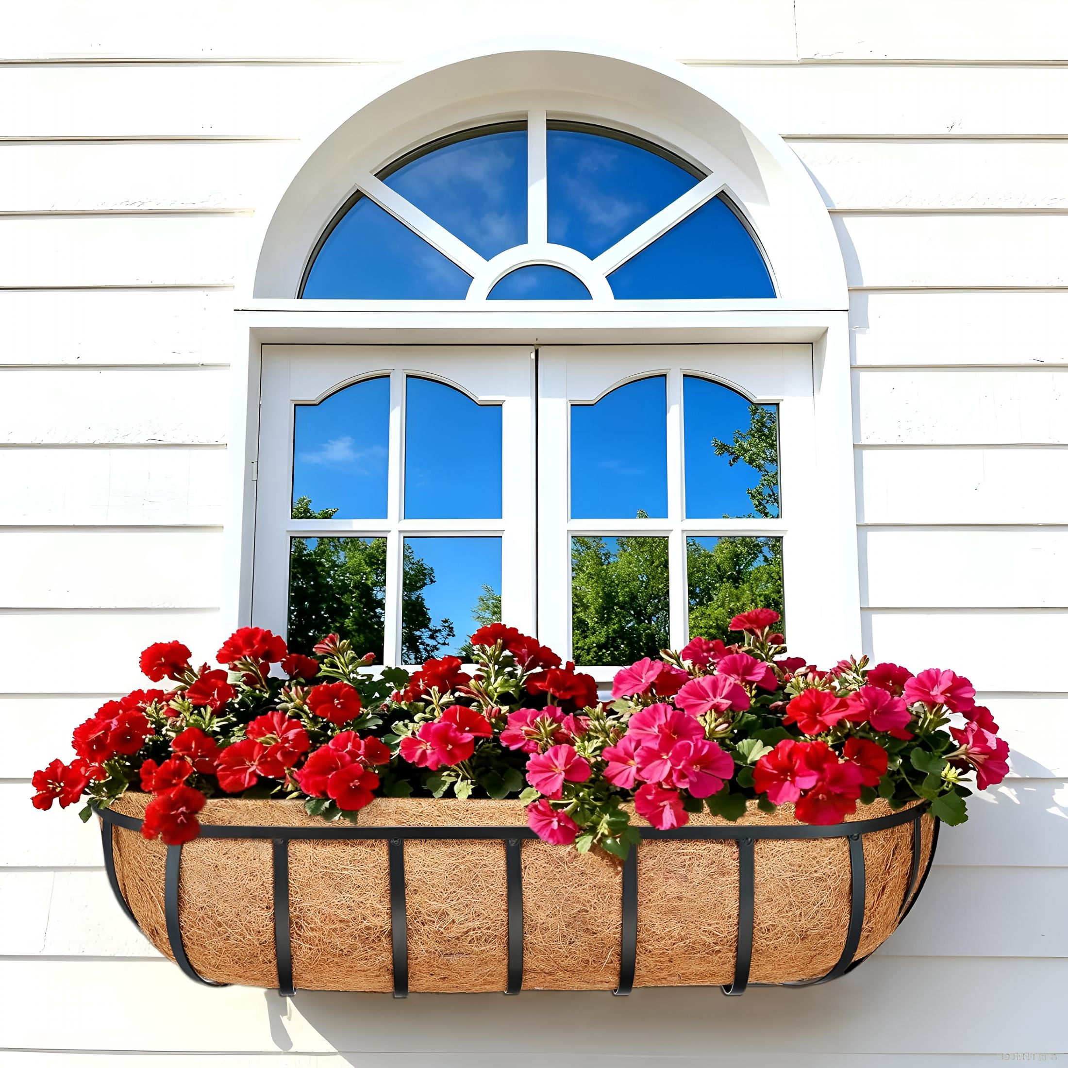 XIBUFE 4 Pack 30 Inch Window Box Liners Coco Liners for Planters Coconut Husk Plant Liners 100% Natural Coconut Liners for Planters Coco Coir Liner for Outdoor Planter