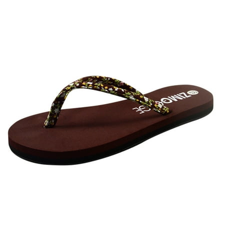 

asdoklhq Womens Shoes Clearance Under $20 Summer Floral Sponge Cake Slip-resistant Flip-flops Sandals Shoes