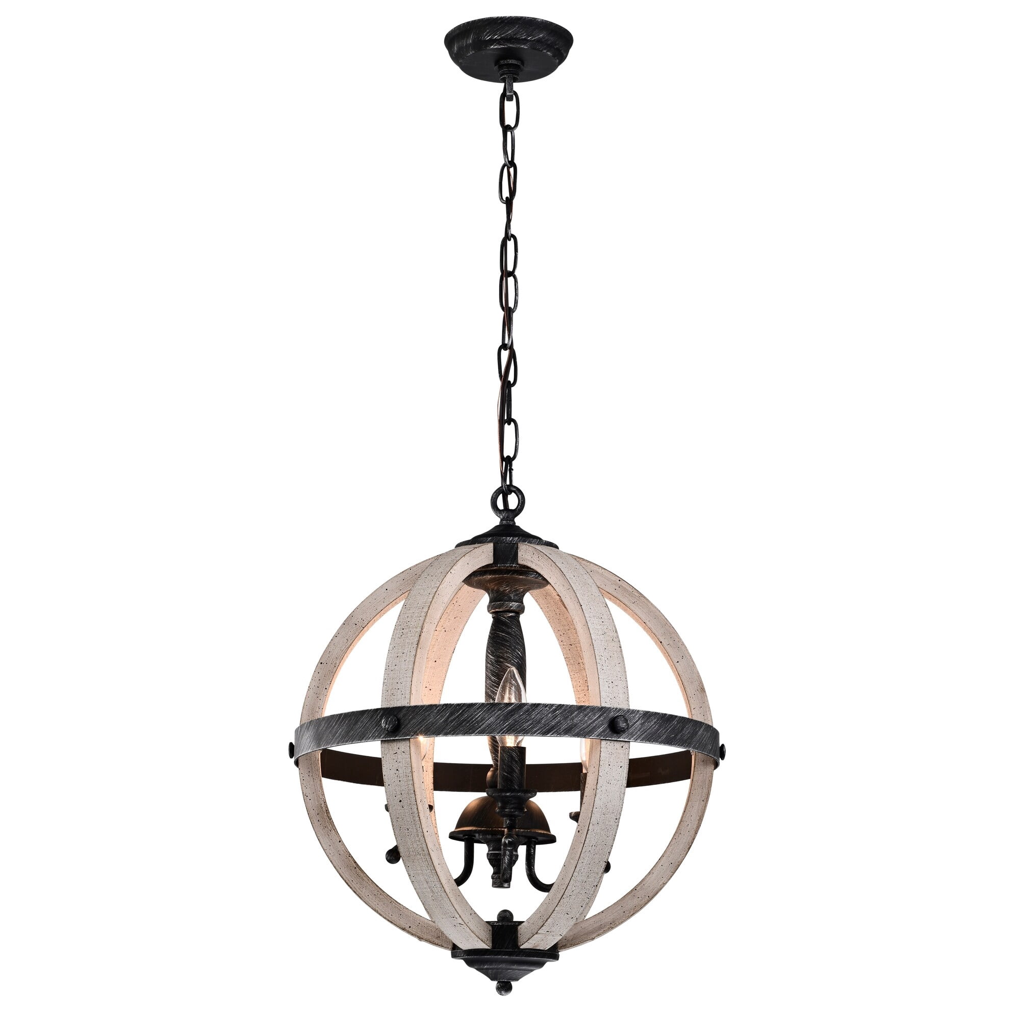 Davi 16 in. 3-Light Indoor Weathered Black and Weathered White Finish Chandelier with Light Kit