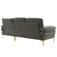 thumbnail image 5 of L-Shaped Modular Sofa, Indoor Sectional Sofa with Gold-Plated Feet, Chenille Fabric 3-Seater Sofa Couch with Soft Paded Seat, Upholstered Accent Sofa for Living Room Apartment Small Space, Dark Gray, 5 of 8
