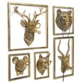 thumbnail image 1 of Decoración de pared con cabezas de animales Newinhome de resina con marco de metal (5 unidades), 1 of 8