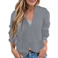thumbnail image 2 of Jxximdong Fashion Coat for Women, Chunky Knit Open Front Sweater Long Sleeve Button Loose Short Cardigan Outerwear Coats, Women's Coats Gray, 2 of 4