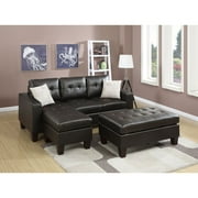 Maykoosh Urban Upmarket Furniture All in One Faux Leather Sectional in Dark Espresso Color