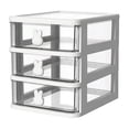 thumbnail image 1 of Caja de almacenamiento de plástico con cajón, organizador de escritorio, transparente, multicapa, con asas de conejo, suministros de oficina, 1 of 8