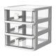 thumbnail image 1 of Caja de almacenamiento de plástico con cajón, organizador de escritorio, transparente, multicapa, con asas de conejo, suministros de oficina, 1 of 8