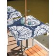 thumbnail image 2 of Outdoor Tablecloth with Umbrella Hole for Patio/Picnic/Party/Camping, Navy Blue Conch Coastal Waterproof Table Cloth Square Cover Washable, Nautical Summer Ocean (54"x 54"), 2 of 9