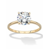 PalmBeach Jewelry Round Oval or Pear Cubic Zirconia Solitaire Engagement Ring 2 TCW in Solid 10k Yellow or White Gold
