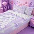 thumbnail image 3 of meiyoeat Purple Rainbow Cloud Monogram A Zipper Twin Comforter Sets with Fitted Sheet and 2 Pillowcases,Stars Heart Initial Zipper Bedding Set For Girl,Colorful Stars Reversible,4 Pieces, 3 of 7