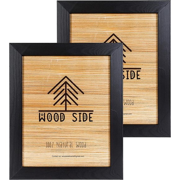 Rustic Wooden Picture Frame 8x10 - Unfinished Natural Barnwood Set of 2-100% Eco Solid Wood for Wall Mounting and Tabletop Photo Frames