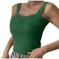 thumbnail image 2 of Wycnly Womens Tank Tops Comfy Knitted Ribbed Sexy Slim Fit Vest Tops Summer Fashion Solid V-Neck Sleeveless Shirts Blouse Green l, 2 of 7
