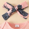 thumbnail image 4 of TOWED22 Baby Summer Outfits Newborn Girl Short Sleeve Letters Print T-Shirt Romper Bib Shorts Headband 0-18M(Light Pink,6-9 M), 4 of 6