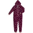 thumbnail image 2 of COUVER Women Hooded Hoodie Fleece Pajama Sleepwear Loungewear, Wine, S, One-Piece, 2 of 2