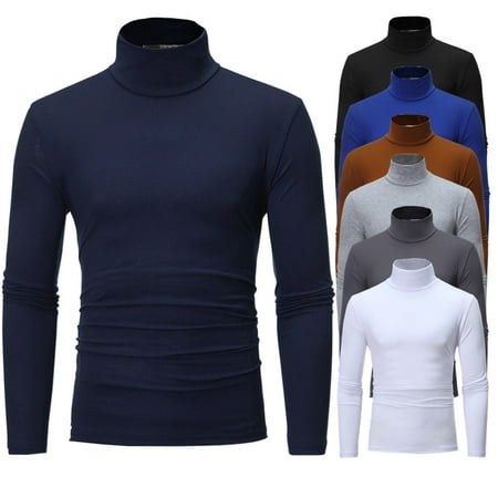 Mens Thermal Cotton Turtle Neck Skivvy Turtleneck Sweaters Stretch Shirt Tops