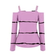 thumbnail image 5 of V Neck Long Sleeve Shirts for Women Cold Shoulder Tee Solid Graphic Color Block Casual Plus Size Tunic Tops Fashion Pullover(Purple,S), 5 of 5