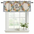 thumbnail image 2 of Hello Spring Valances for Windows, Decorative Rod Pocket Window Valance Curtains, Farmhouse Floral Eucalyptus Wood Plaid Burlap Short Curtain Drapes for Kitchen/Living Room, 2 Panels, 42" W x 18" L, 2 of 8