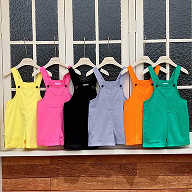 Wlynlyn Girls Summer Overalls Sleeveless 1 Piece Jumpsuits Wide Leg Solid Color Shorts Rompers 2025 5-6 Years