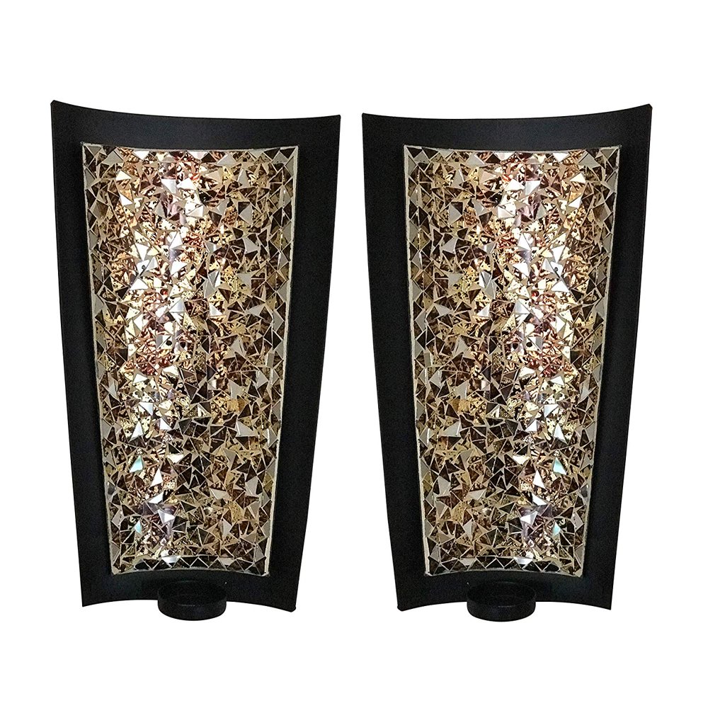 DecorShore Mosaic Wall Sconces Tealight Candle Holders Abstract Metal