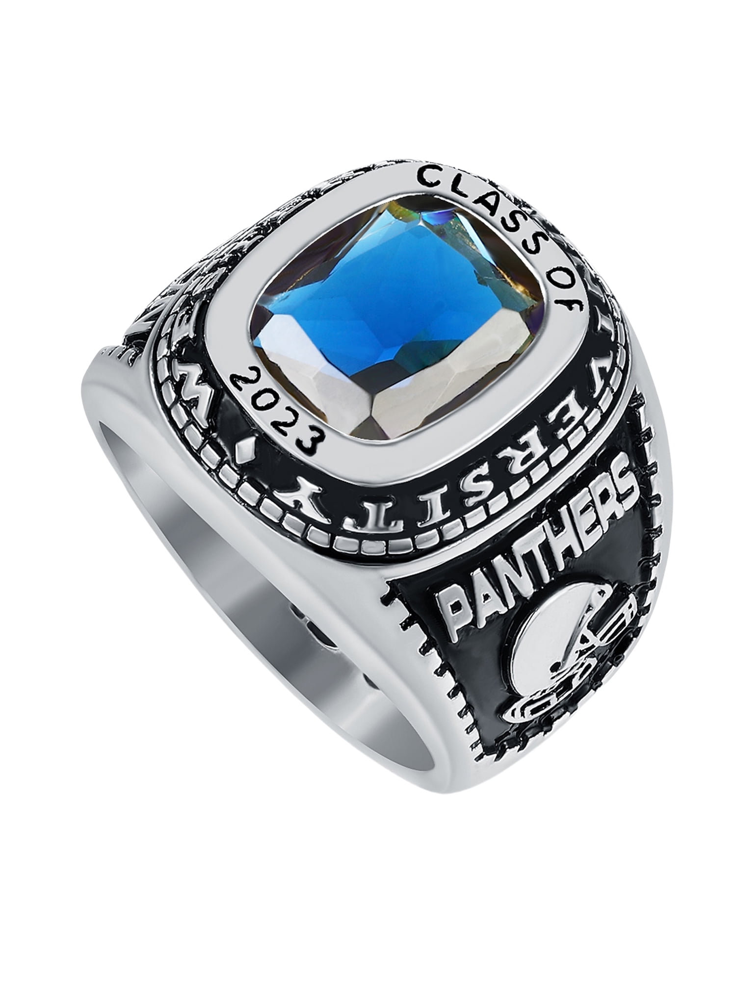 Mementos PJM Customized Men's Class Rings 10kt White Gold for High School or College-Classic