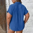 thumbnail image 4 of Posijego Plus Size Tops for Women Button down Shirts Short Sleeve Collared Shirt Summer Casual Dressy Work Blouses, 4 of 6