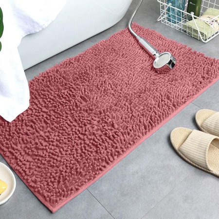 TureClos Bath Mat Anti-slip Washable Shower Rug Water-Absorbing Floor Carpet for Bathroom Bedroom, Pink