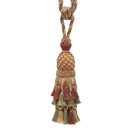 Cherry Grove Collections lavish wine, gold, green large curtain & drapery tassel tieback / large 11