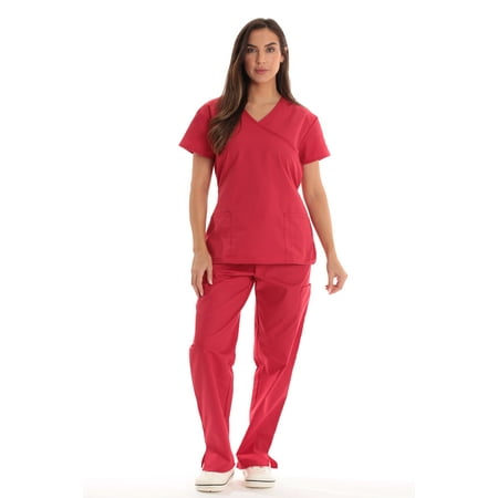 

Just Love Women s Medical Scrub Sets with Tie-Back - Comfortable and Durable Scrubs (Red Small)