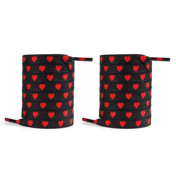 Heart Prints Shoe Lace 100cm Long Shoelaces Flat Polyester Shoe Laces Replacement for Sneakers Runners Canvas Shoe Boot